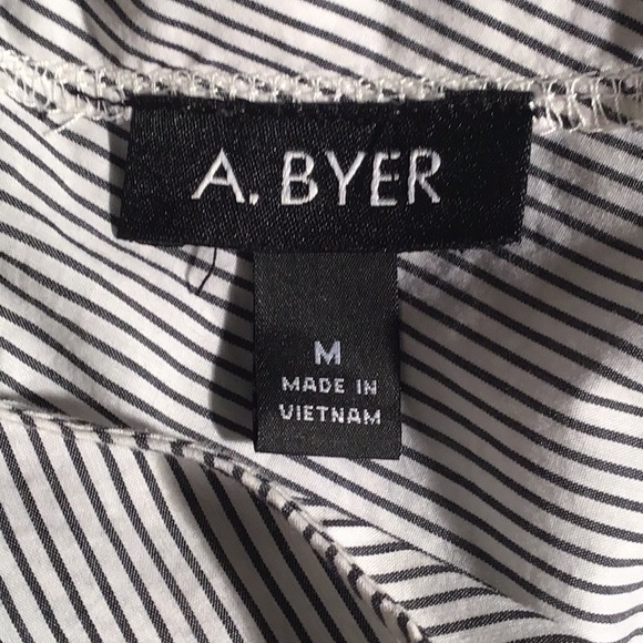A. Byer Bell sleeve blouse white black pinstripes M - Picture 4 of 5